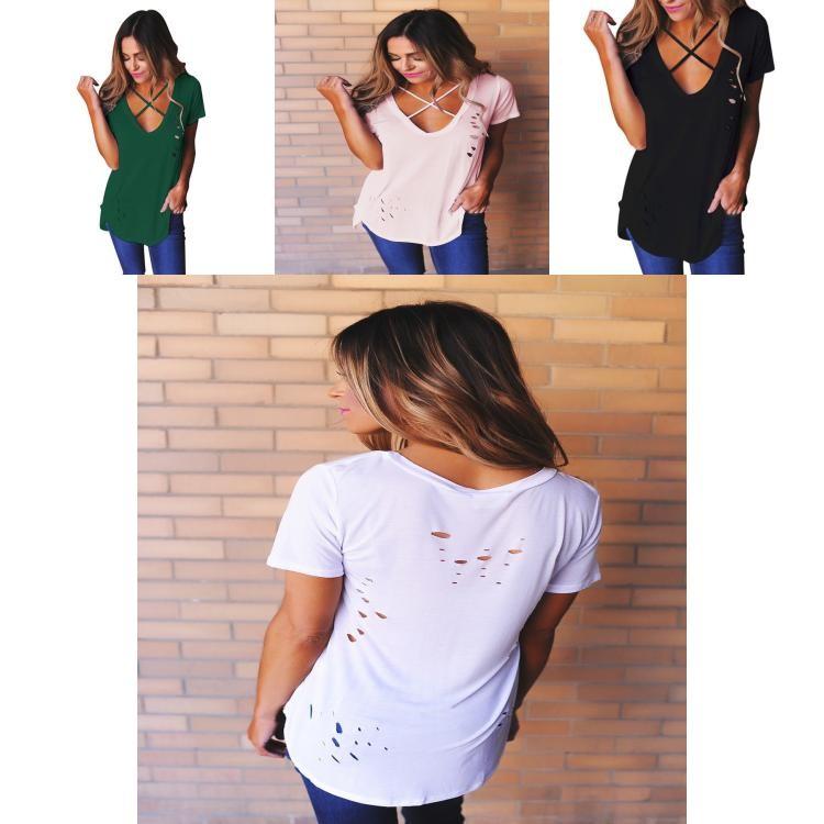 Neu Damen Shirt Bluse Casual Tunika Kurzarm Sommer V-ausschnitt T-shirts Top For Effortless Versatile Style