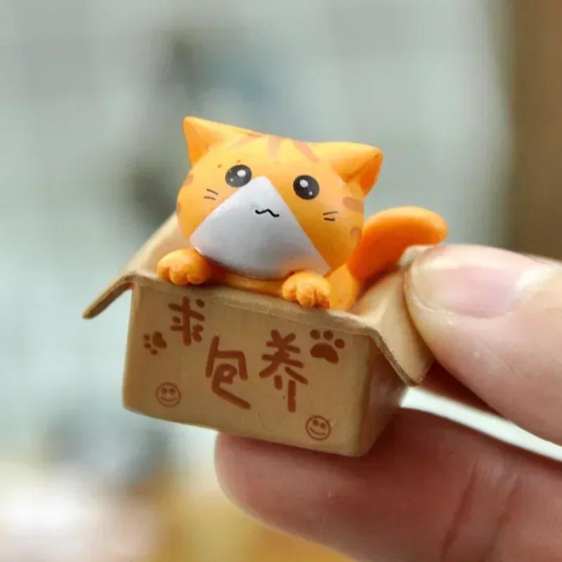 4 шт. Мини-кошка, украшение, садовая статуэтка котенка, подарок для детей, детская комната, милая игрушка Kawaii, миниатюрные фигурки, украшение для дома