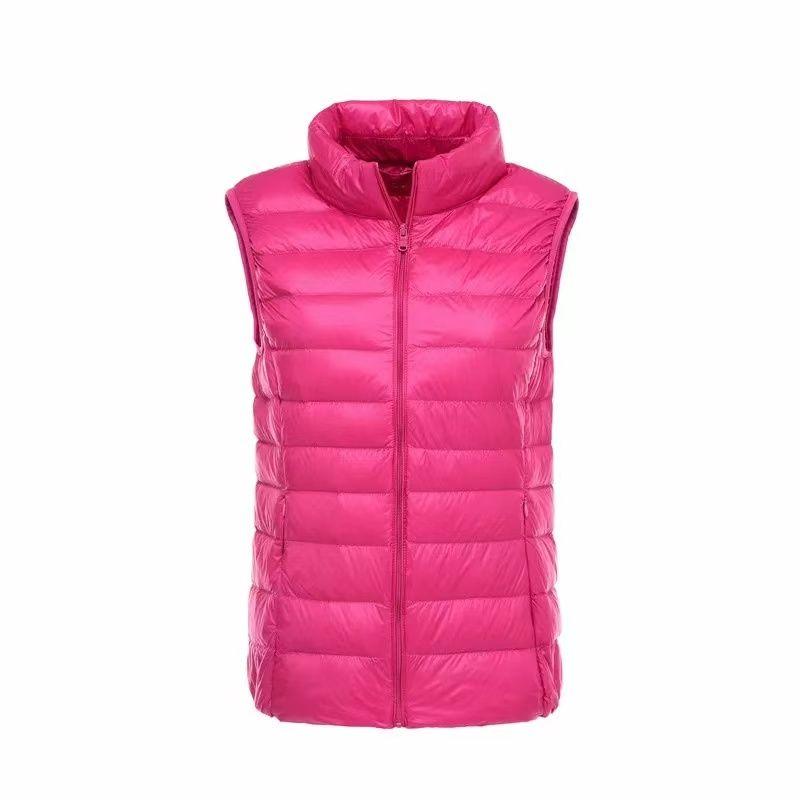 Легкий однотонный женский пуховый жилет, короткий жилет, жилет с воротником-стойкой, легкие пальто на 90% из белого утиного пуха, куртка