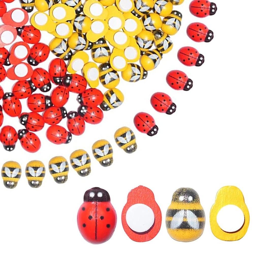 35/100pcs Tiny Size Flatback Wood Bumble Bee Insect Self-Adhesive Embellishments  Party Home Decor