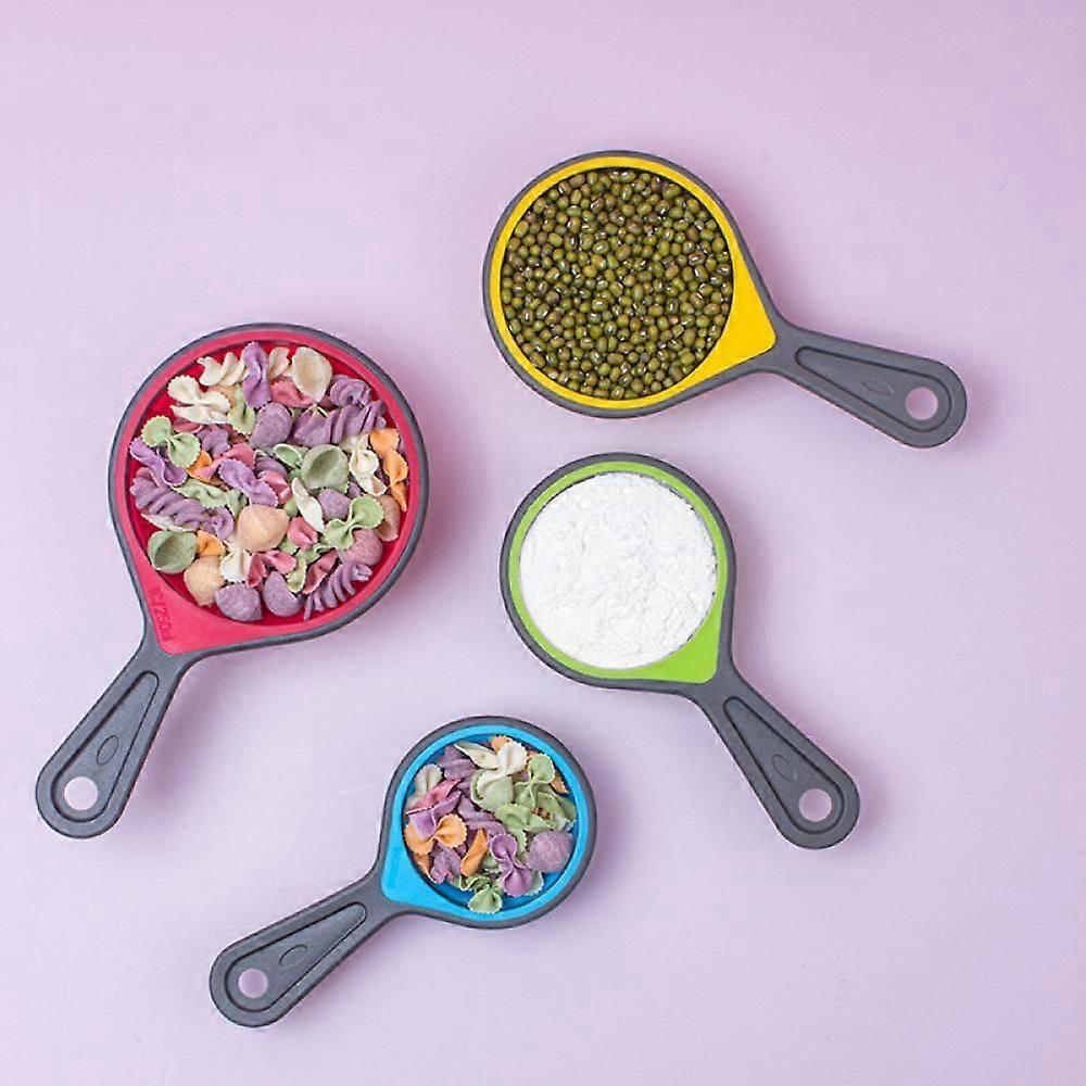 Силиконовая складная мерная чашка для кухни, набор из 4 штук, градуированный силиконовый мерный стакан, выдвижной набор мерных стаканов