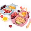 Children's Silicone Bib Silicone Dining Plate 6-Piece Set For Infant Supplementary Food Training Sucker Bowl Baby Divider Set