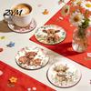 Scratch Resistant Desktop Pads Highland Cow Cork Coasters, Cute Floral Farmhouse Drink Mats with Vintage Flower Print Cup Holders Non-Slip Base, Heat