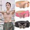 Dopamine Butterfly Rhinestone Buckle Belt Women'S Dress Denim Simple High-End Decorative Belt Women'S Tide
