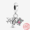 New Arrival 925 Sterling Silver Little Yellow Duck Pink Air Balloon Charm Fit Fashion Bracelet Necklace Jewelry Gift Making