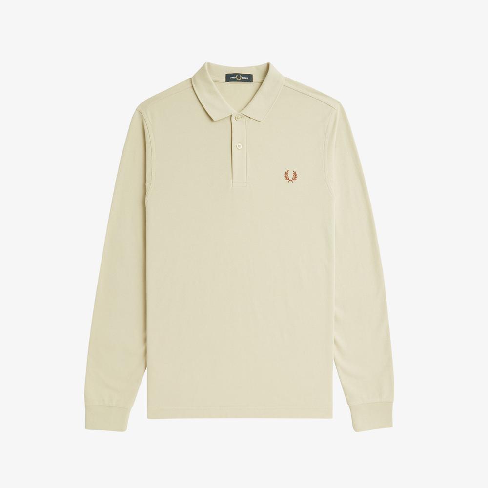 Fred Perry [M6006] Однотонная рубашка Fred Perry с длинным рукавом - Овсяный/Виски-коричневый Afpm2436006-W69