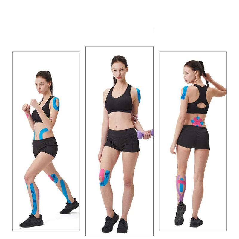 Кинезиологическая лента спортивная хлопковая эластичная спортивная конусная защита колена и локтя терапия восстановление поддержка колена плеча лодыжки