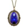 New 12 Constellation Astrology Oval Pocket Watch Unique Fluorescent Blue Zodiac Necklace Pendant Quartz Birthday Gift for Friend