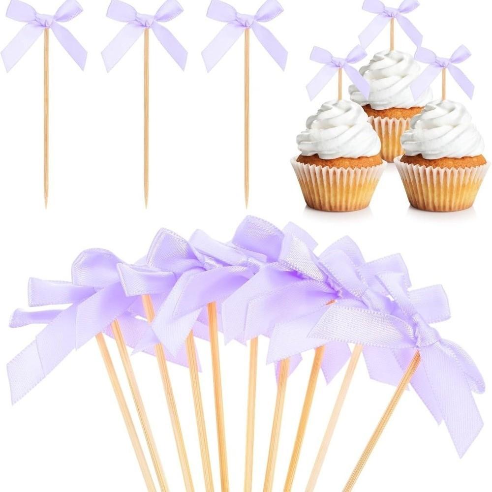10pcs Set Romance Charm Bow Cupcake Liners Stylish Design Bow Cupcake Toppers Girl Birthday