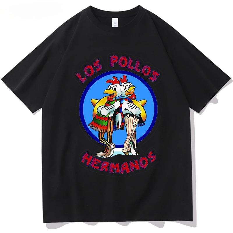Summer Men Short Sleeved High Quality Polyester Blend Breaking Bad LOS POLLOS Chicken Brothers Printed Casual For Men T-shirt Male