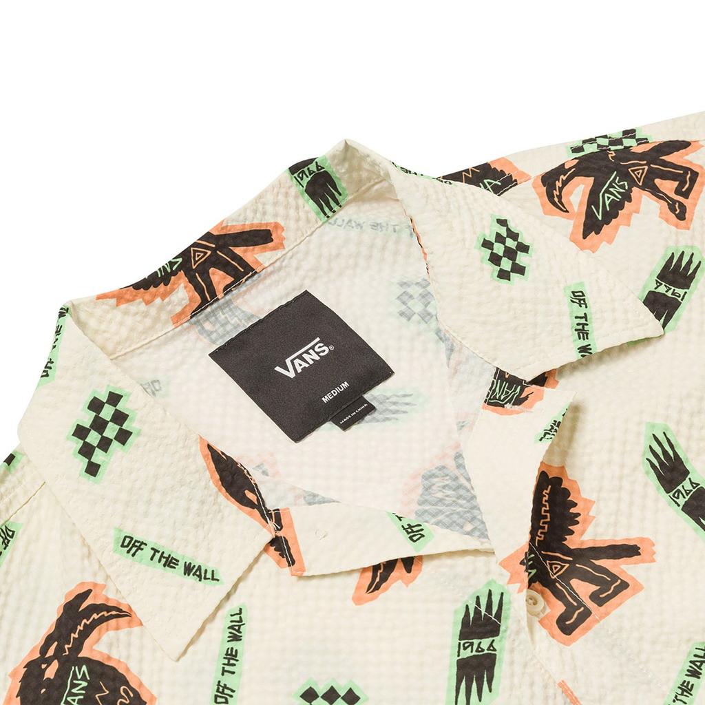 Vans Классическая Мода Простая Универсальная Рубашка с Коротким Рукавом Мужские рубашки Молочно-Белый VN000NNEEFW