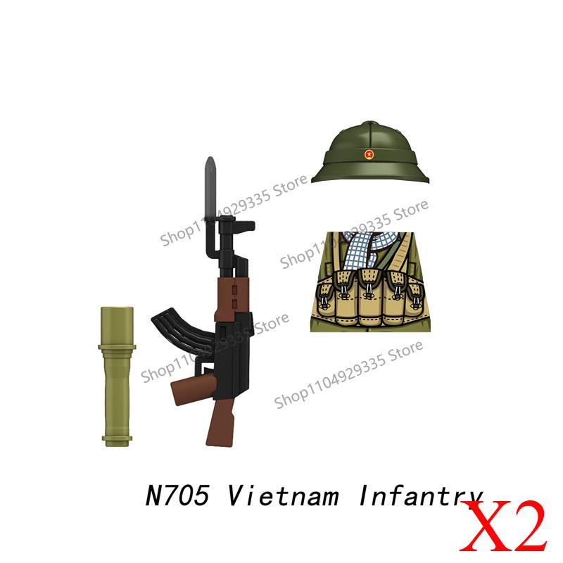 N683-688 N701-706 US Army Soldier Figures Building Blocks Ranger Vietnam Infantry Grunt Gun Helmet Accessories Bricks Toys Gifts