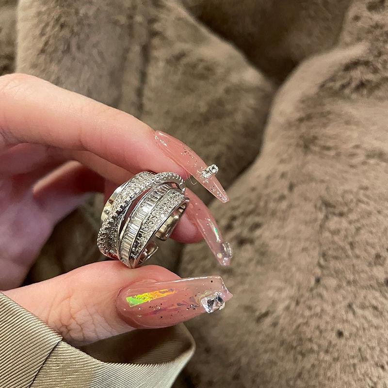 Exquisite Zircon Multi Layer Winding Rings for Women New Fashion Sparkling Opening Finger Ring Girls Party Daily Jewelry Gift