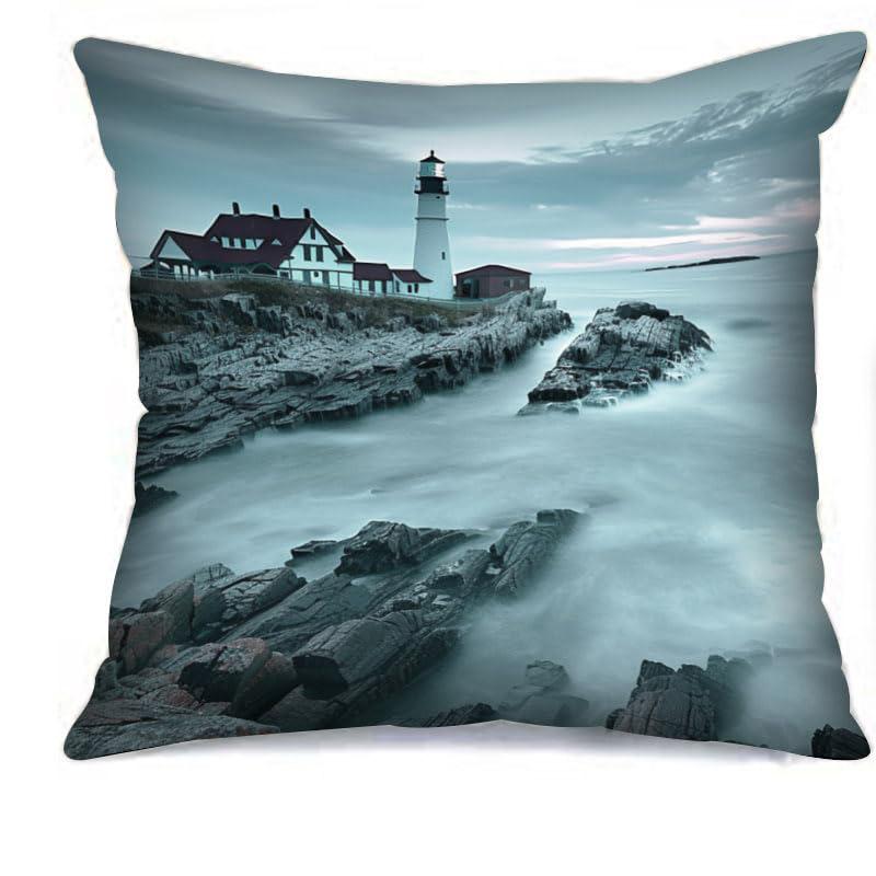 Декор для дома Сцены с маяками: Декоративные подушки в стиле «Прибрежный сон» Чехол для подушки с узором Подходит для дивана, спальни, автомобиля Чехол для подушки
