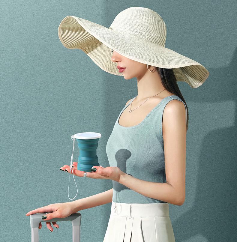 Портативная силиконовая складная дорожная кружка с крышкой - Мини-телескопическая чашка для полоскания для использования на открытом воздухе