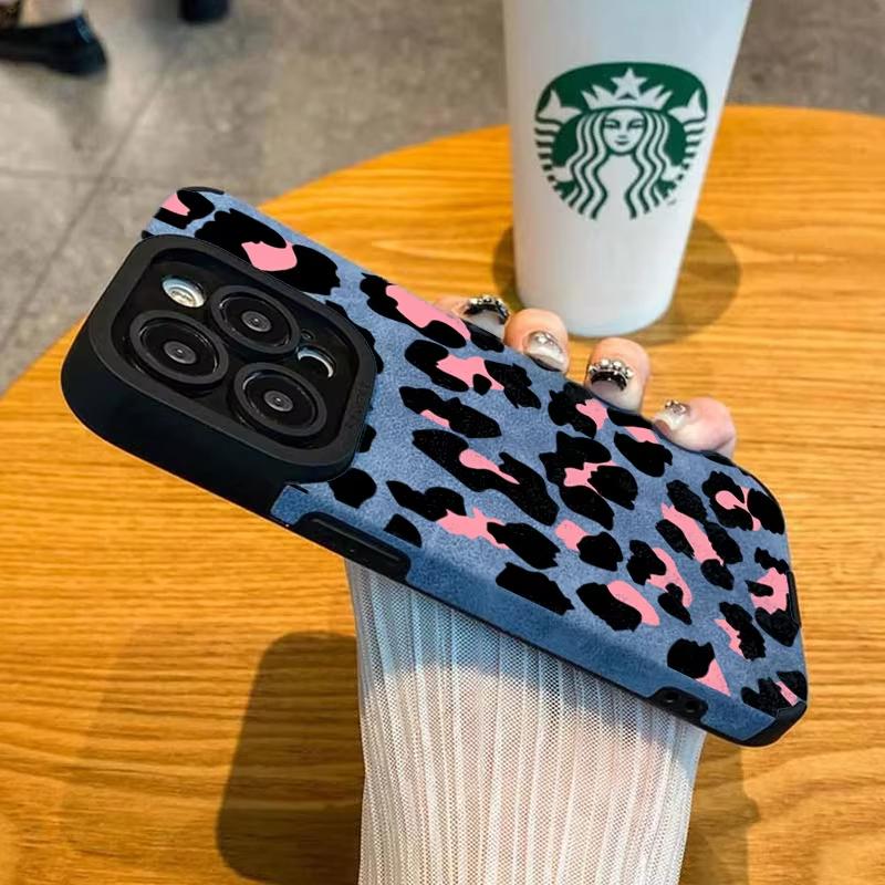 Модный розовый леопардовый чехол для телефона для iPhone 17 16 15 14 13 12 11 17 Pro Max Air X XR XS Max 16E Plus Ударопрочный мягкий чехол
