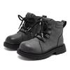 Kids Martin Boots PU Leather Lace-up Side Zipper Ankle Boots British Style Non-slip Shoes For Boys Girls Spring Autumn School Outdoor