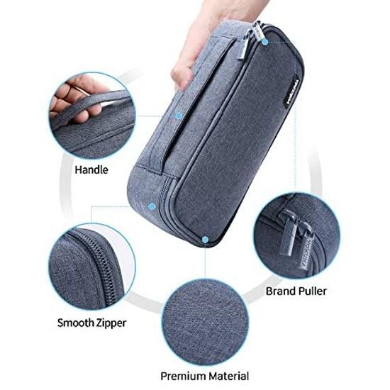 YOKUMA pencil case pen stylish simple large capacity multifunctional adult high school student middle boy girl university elementary children (blue)