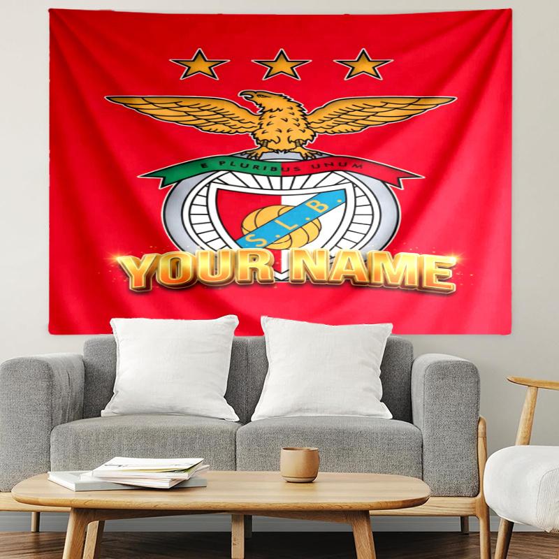 Personalized Name B-Benfica Tapestry, Wall Hanging Tapestry, Pattern Tapestry for Dorm Bedroom Living Room Wall Art Photography Backdrop
