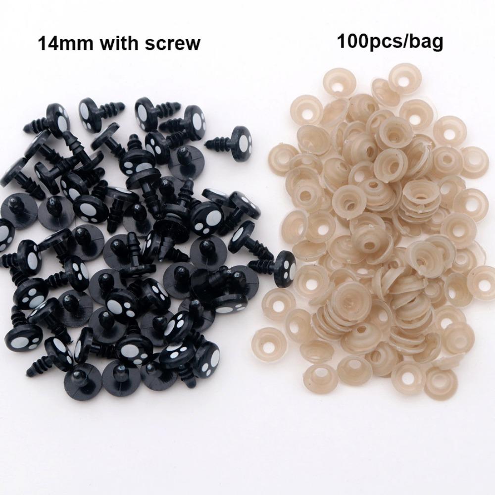 100pcs 8-16mm Flat Circle Bear Foot Eyes 2Styles Animal Puppet Crafts For White Bear Doll