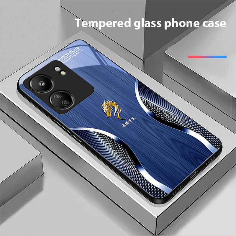 Деревянный Дракон Черный Для Xiaomi Redmi 13C Note13 12 Pro Plus 5G Note 9 13T Pro POCO X6 F5 F6 Черный Чехол для телефона из закаленного стекла