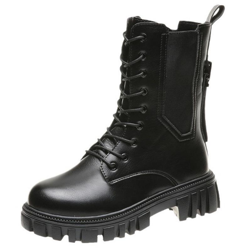 Модные осенне-зимние ботинки из искусственной кожи на платформе для женщин, модные женские туфли с мягкой подошвой, дизайнерские увеличенные мотоциклетные ботинки для женщин