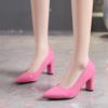 Fashion 2024 Summer New Outwear Women's Large Heels Pointed Solid Color Light Mouth Versatile Comfortable Single Shoes for Women