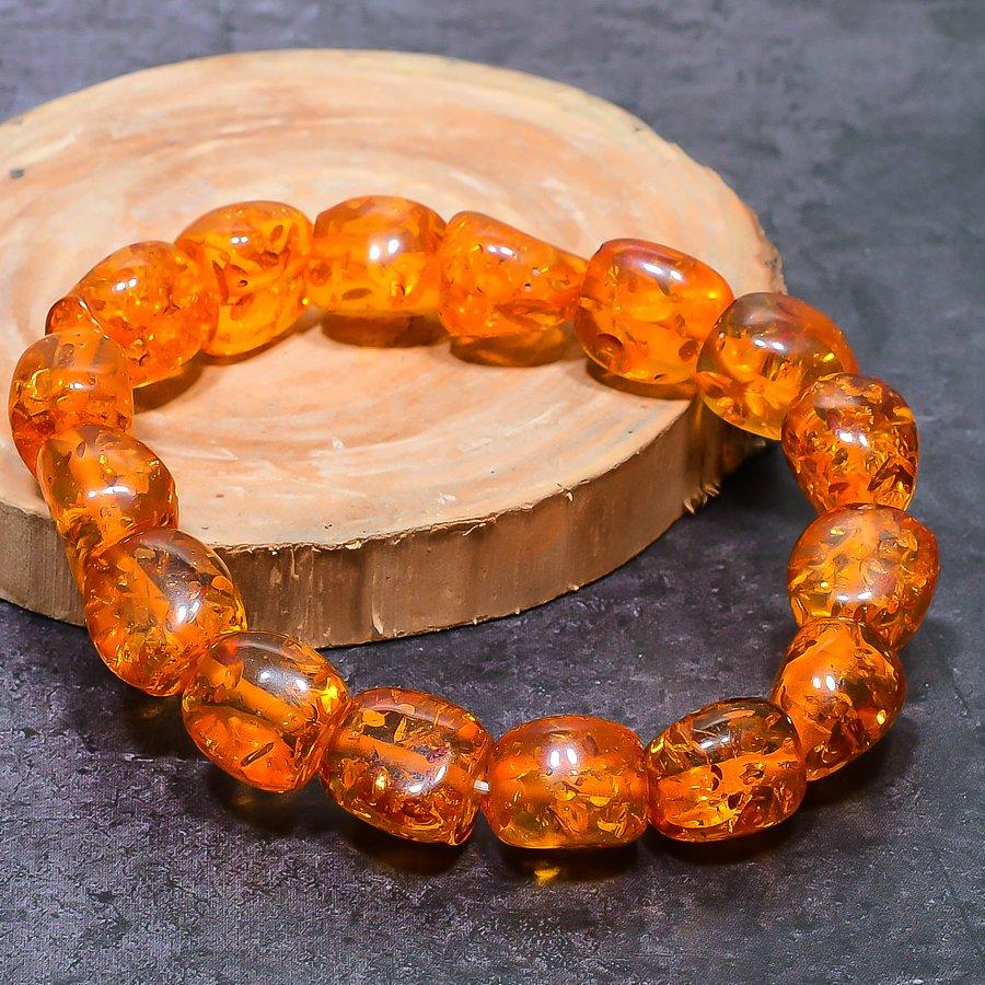 Натуральный Балтийский Янтарь Камень Ручная Работа Браслет Регулируемый ETC-9791