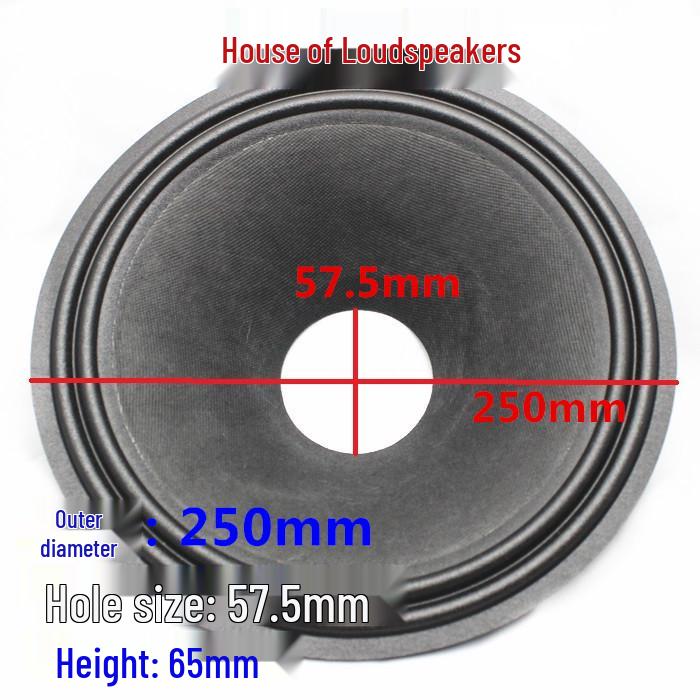 10" Speaker Woofer with Thickened Paper Cone and 2-Fold Cloth Edge, Hole Size: 49.5mm-75.5mm Adjustable