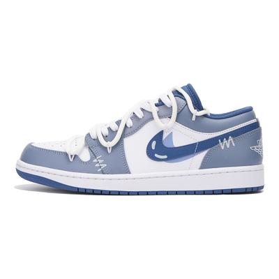 Air Jordan 1 Low Винтажные Баскетбольные Кроссовки Мужские Сине-Белые 553558-414(Команда32-)