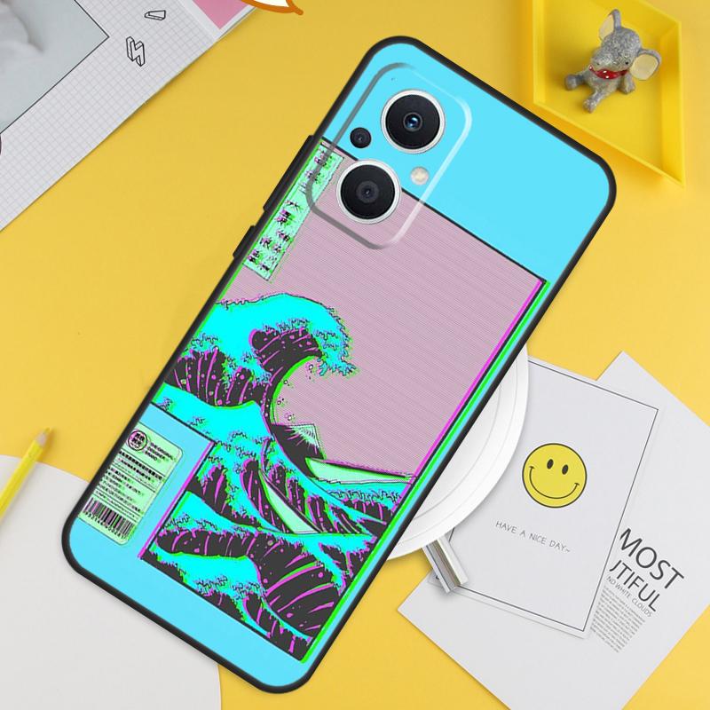 Ретро-кибер статуя «Великая волна» для OPPO Reno 12F 14F 13F 11F 10 11 12 13 14 Pro 7 8 Lite 8T OPPO Find X6 X5 X8 X9 Pro Чехол