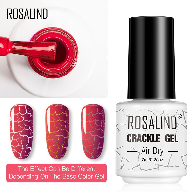 ROSALIND 12 Colors Cracked Nail Gel Varnish Hybrid Crackle Manicure Acrylic Art UV Gel Semi Permanent with Base Top Coat