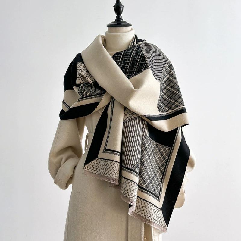 Bufanda de chal cálida para mujer, capa elegante de imitación de cachemira para otoño e invierno