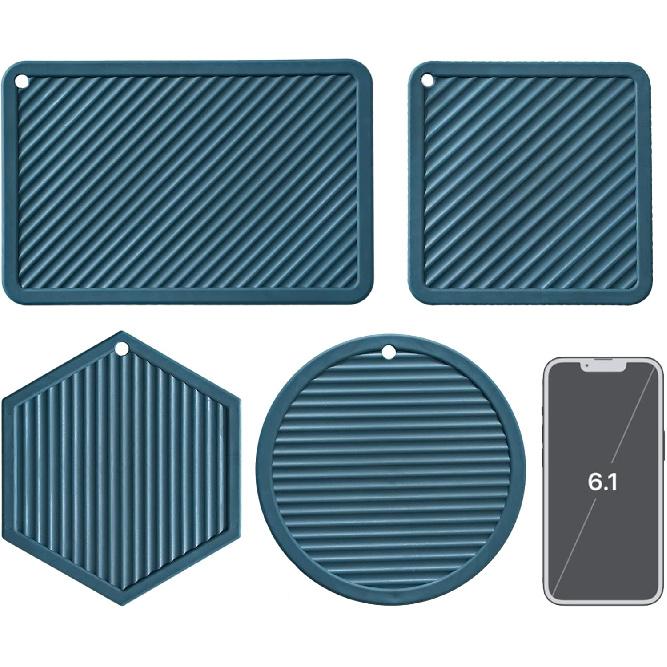 Large Silicone Coasters & Silicone Trivet Mats Kitchen Hot Pads Pot/Pan Mat ,Set of 4 Big Coasters for Drinks,for Outdoor Table,Hot Dishes, Pots,