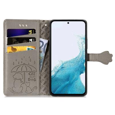 Чехол-бумажник из кожи для Samsung Galaxy A36 5G, книжка, с рисунком милого кота и собаки