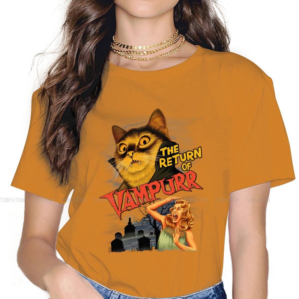 Cat Women Tshirt The Return Of Vampurr Girls Basic Tops 5xl Cotton Female T Shirt Funny Hipster Gift