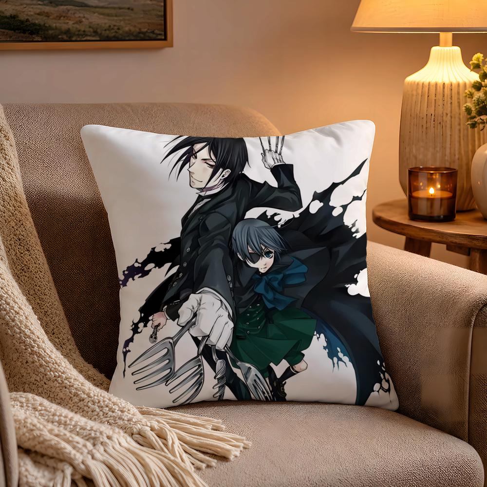 Anime BBlack BButler Cushion Cover Soft Plush Cushion Cover Double Print And Invisible Zipper For Sofa Home Car Use