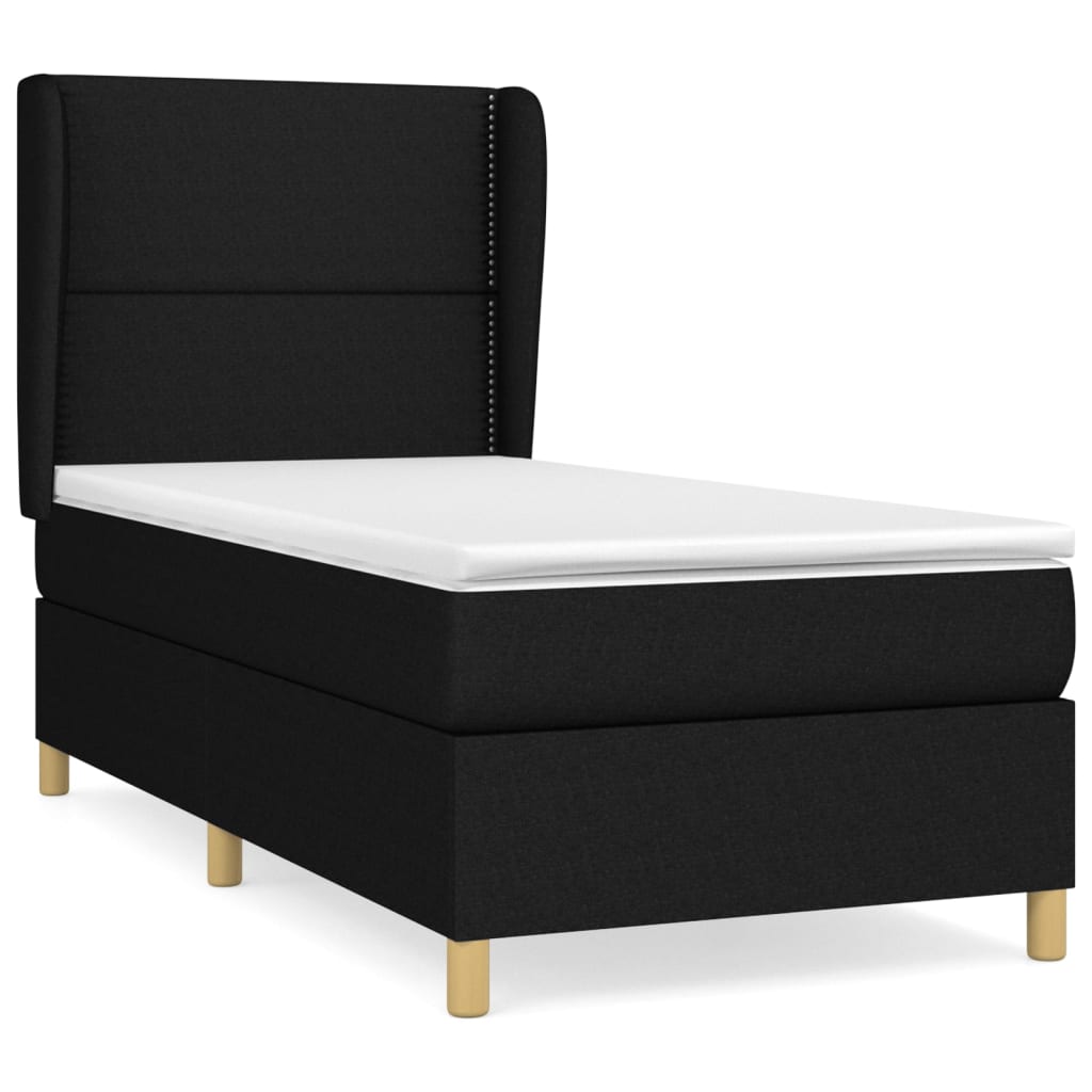 Box Spring Bed with Mattress Black 80x200 cm Fabric