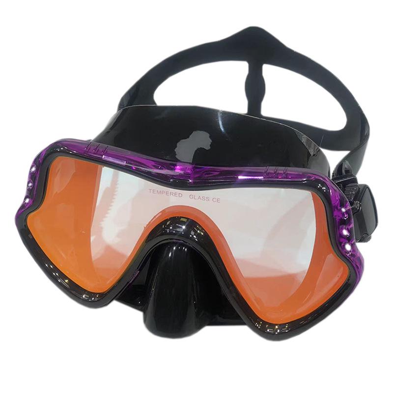 Маска для дайвинга с большой оправой из силикона и закаленным стеклом для взрослых