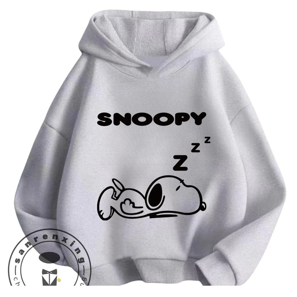 Kawaii Casual Hooded Sweatshirt Cute Cartoon Print Winter Street Style Kids Wear Snoopy Boys Girls