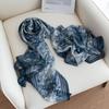 Spring and summer long strip 100% mulberry silk scarf blue silk scarf high literary sense sun protection large shawl thin
