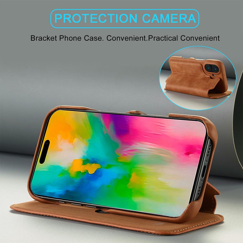 LC.IMEEKE For iPhone 17 Case Card Holder Stand Leather Phone Cover