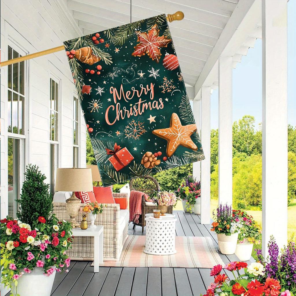 Festive Merry Christmas Double-Sided Garden Flag - Outdoor Decoration, No Power Required, Vibran Material