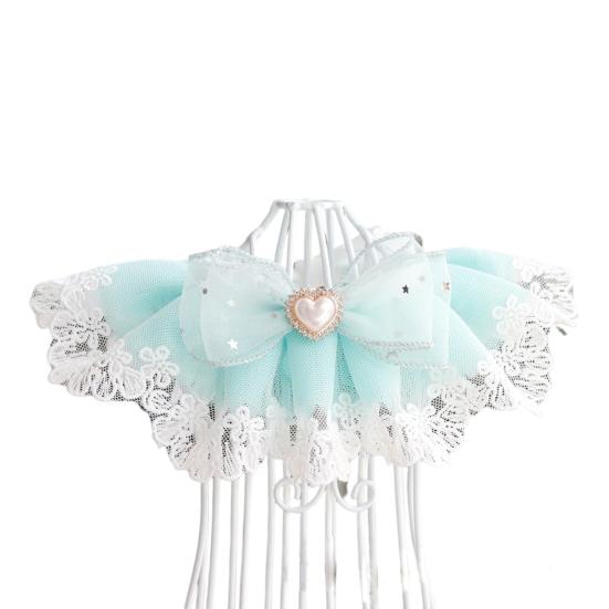 Cat Lace Collar Faux Pearl Decoration Soft Comfortable Pet Cat Dog Bowknot Saliva Towel Daily Collocation