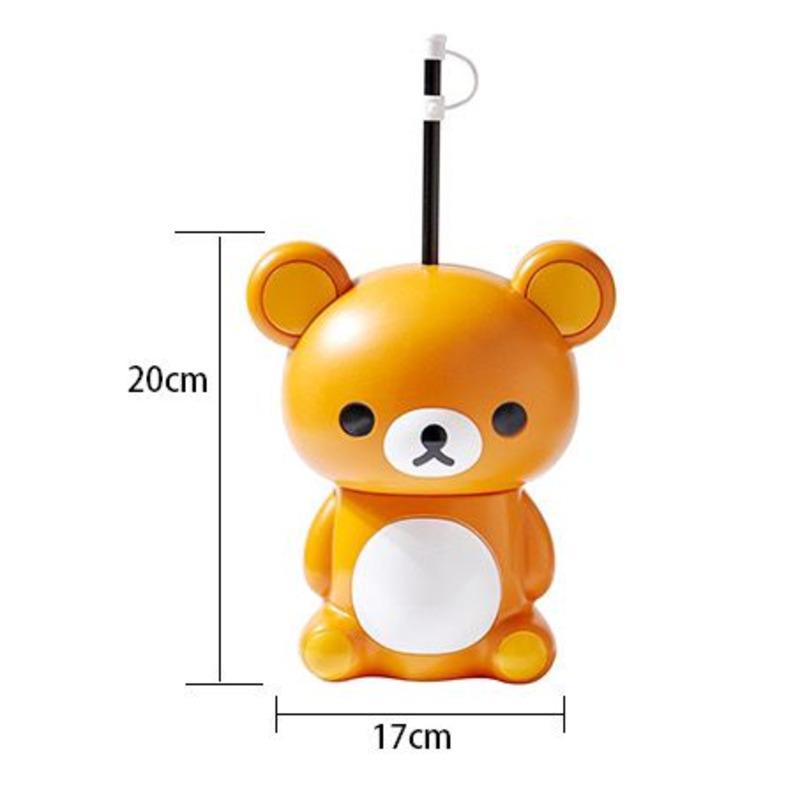 Пластиковый стакан для воды с соломинкой Rilakkuma, мультяшный стакан для воды, кавайный, милый, аниме, пластиковый чайник, милые подарки для девочек, мультяшная детская кружка для улицы