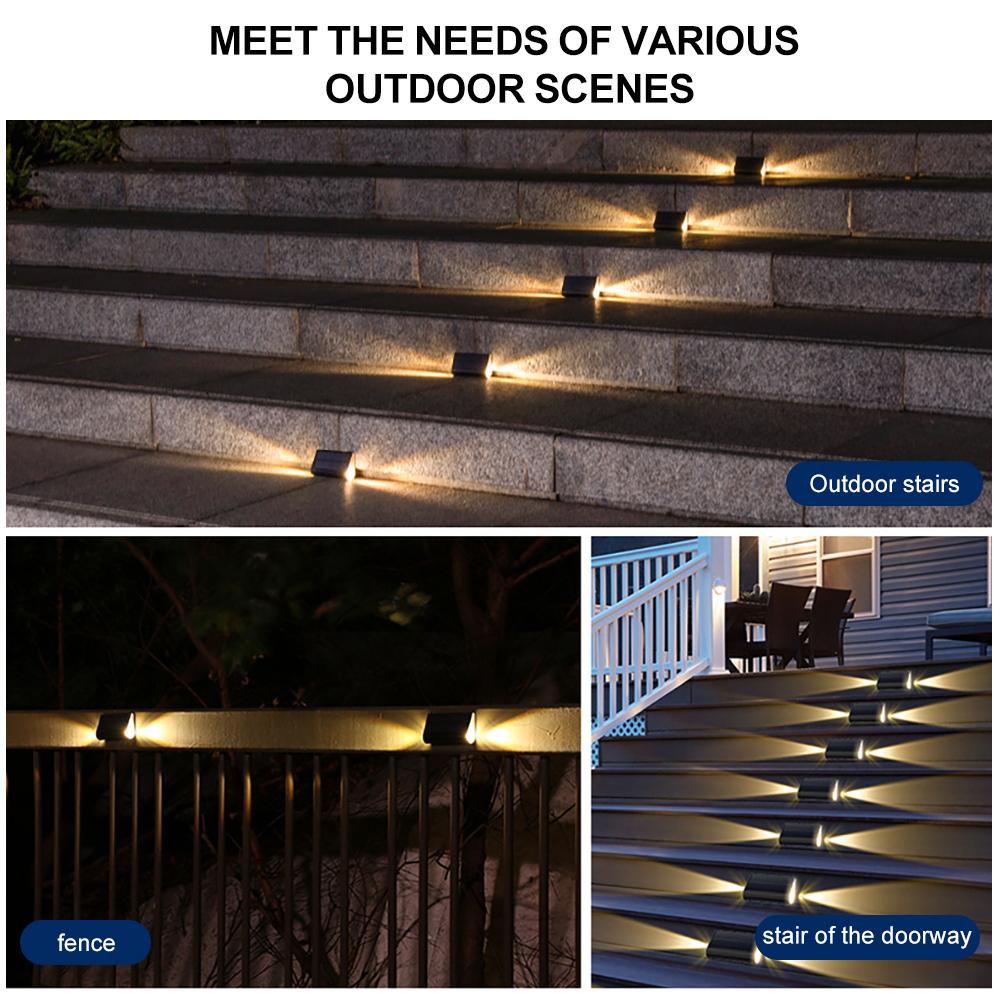 2025 Outdoor Stair Lights Solar LED Step Lights Waterproof Solar Fence Pathway Lights Two Sided Luminescence Patio Garden Decor
