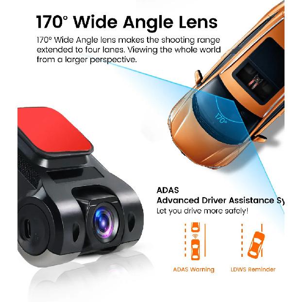 Car Android Navigator USB HD 720P 170° DVR Driving Recorder Media Comes with ADAS Driving Assistance Function Recorder Night
