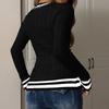 Women's Fashion V-Neck Solid Color Long Sleeve Sweater