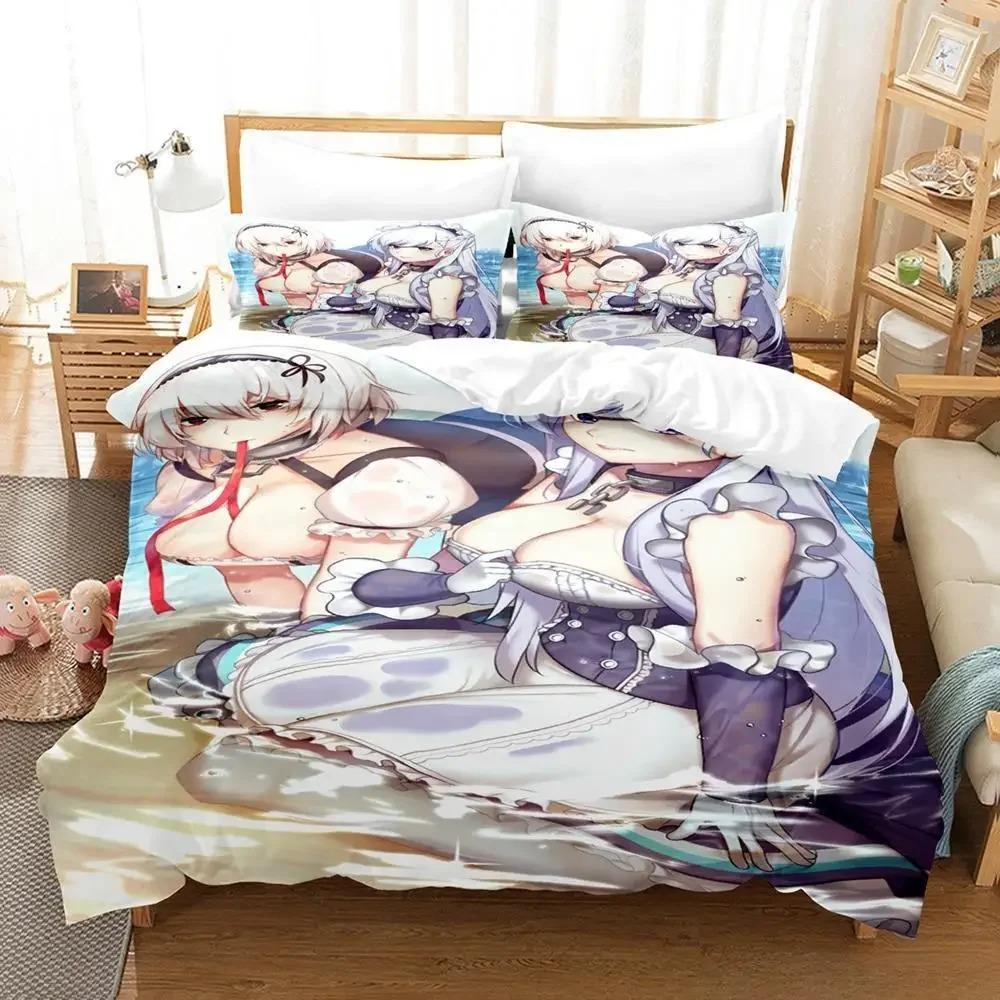 Сексуальный набор постельного белья Azur Lane Sirius 3D-печать Мультяшный Аниме Пододеяльник Взрослый Ребенок Спальня Игровая Девочка