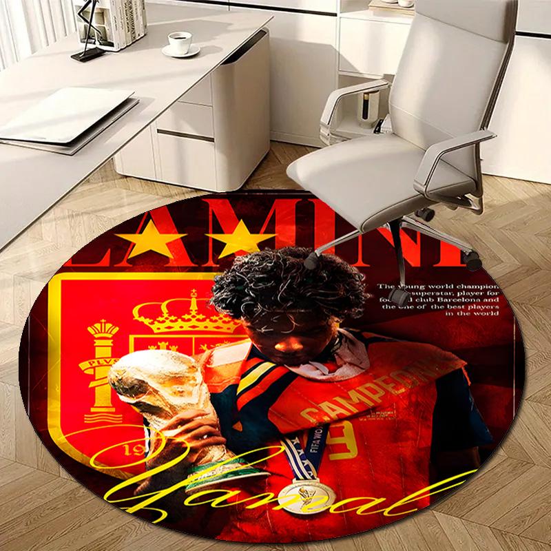 1pc Lamine Yamal Print Round Carpet Chair Round Carpet Suitable for Bedroom Living Room Home Decorative Carpet